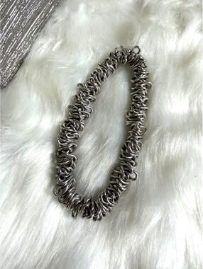 Silver Tone Chunky String Bracelet
